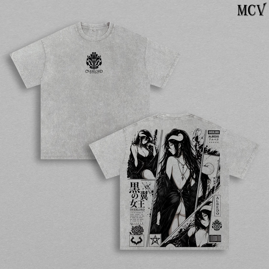 Albedo Overlord Gothic Irezumi Tattoo Anime Vintage Washed Tee