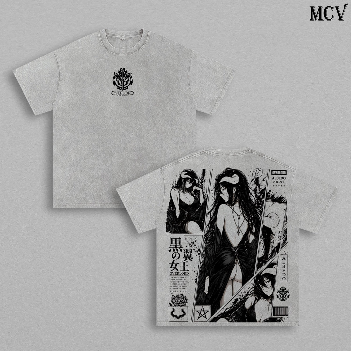 Albedo Overlord Gothic Irezumi Tattoo Anime Vintage Washed Tee