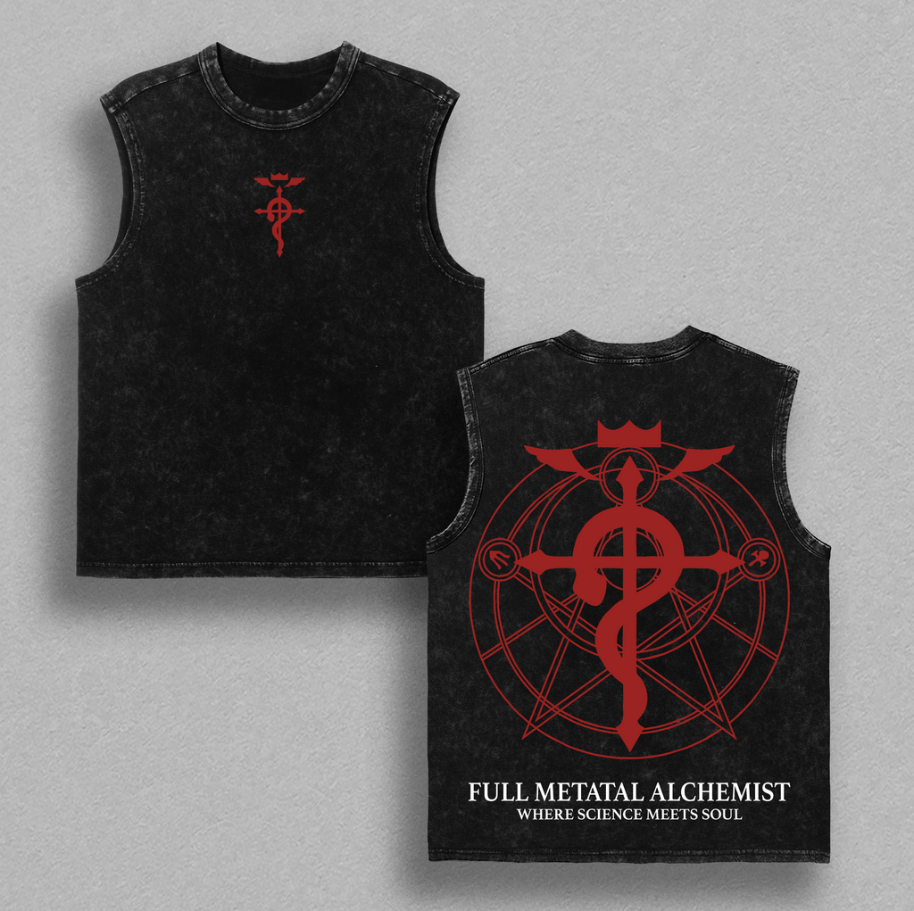 Edward & Alphonse Elric FMA Alchemy Symbol Anime Vintage Washed Tee