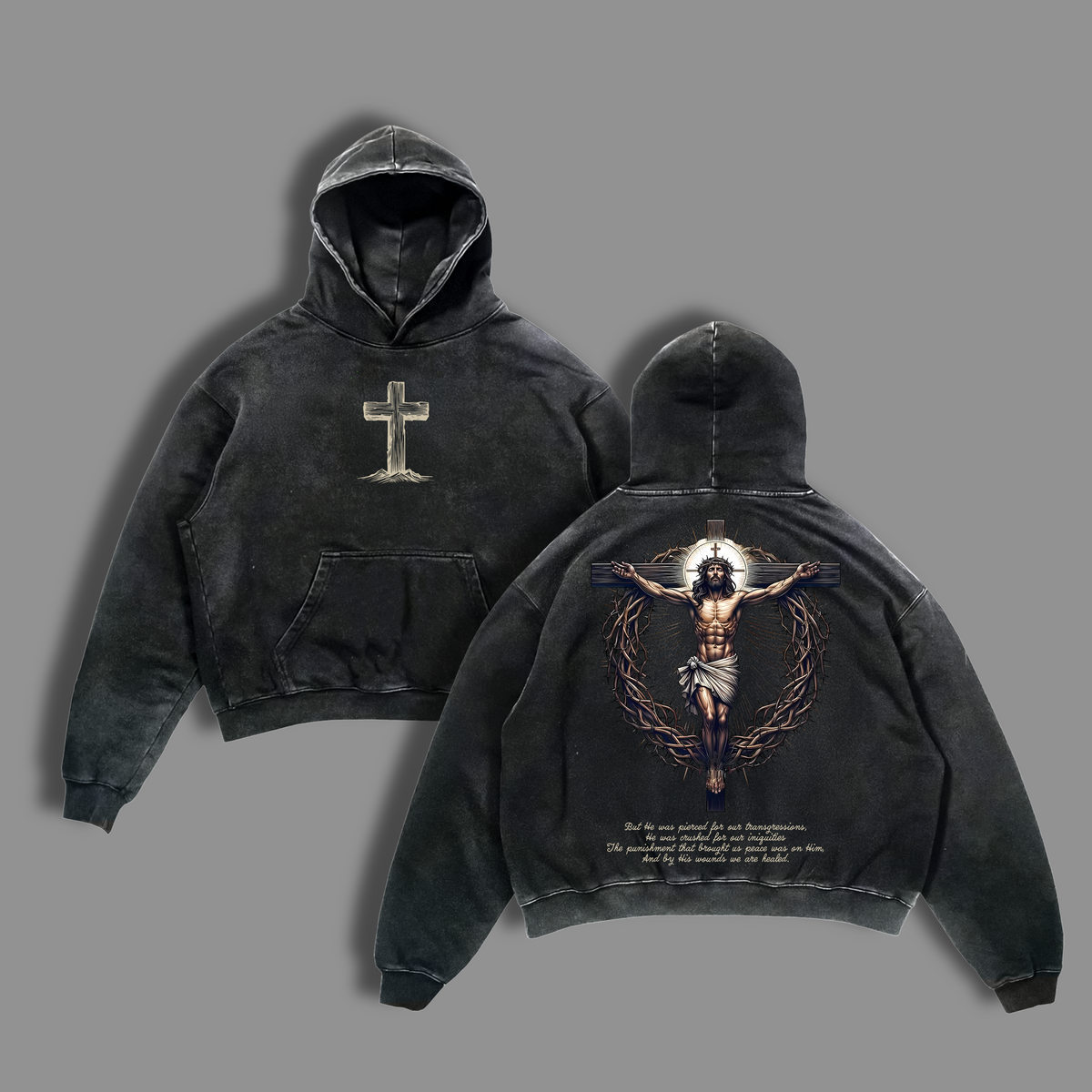Jesus Crucifix Cross He Died For Our Sins Christian Vintage Washed Tee