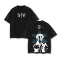 Akaza Demon Slayer Washed Vintage T-Shirt, Oversized Heavy Cotton Graphic Tee, Upper Moon 3 Inspired Streetwear Otaku Aesthetic