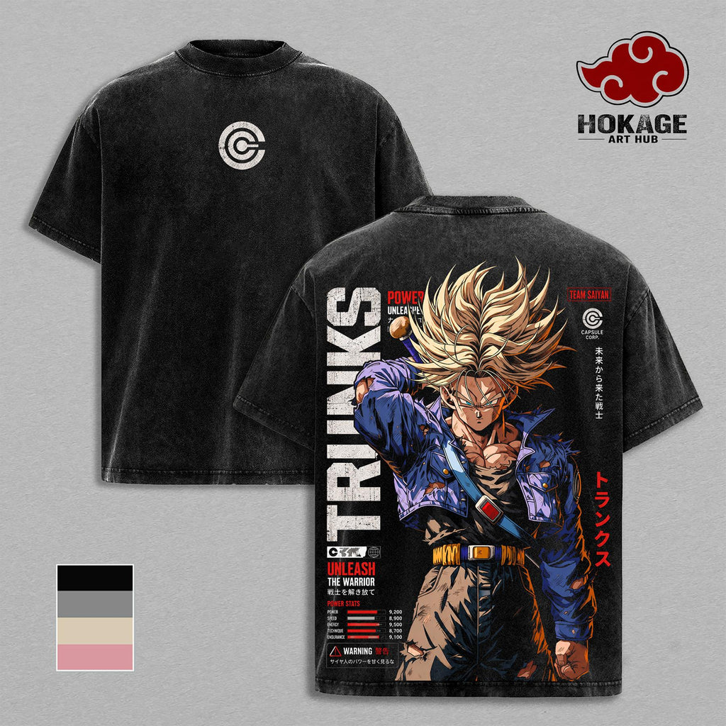 Trunks DBZ Future Trunks Capsule Corp Anime Vintage Washed Tee