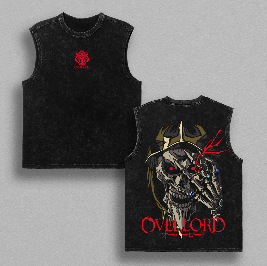 Ainz Ooal Gown - Overlord Anime Double Printed Vintage Washed Tee