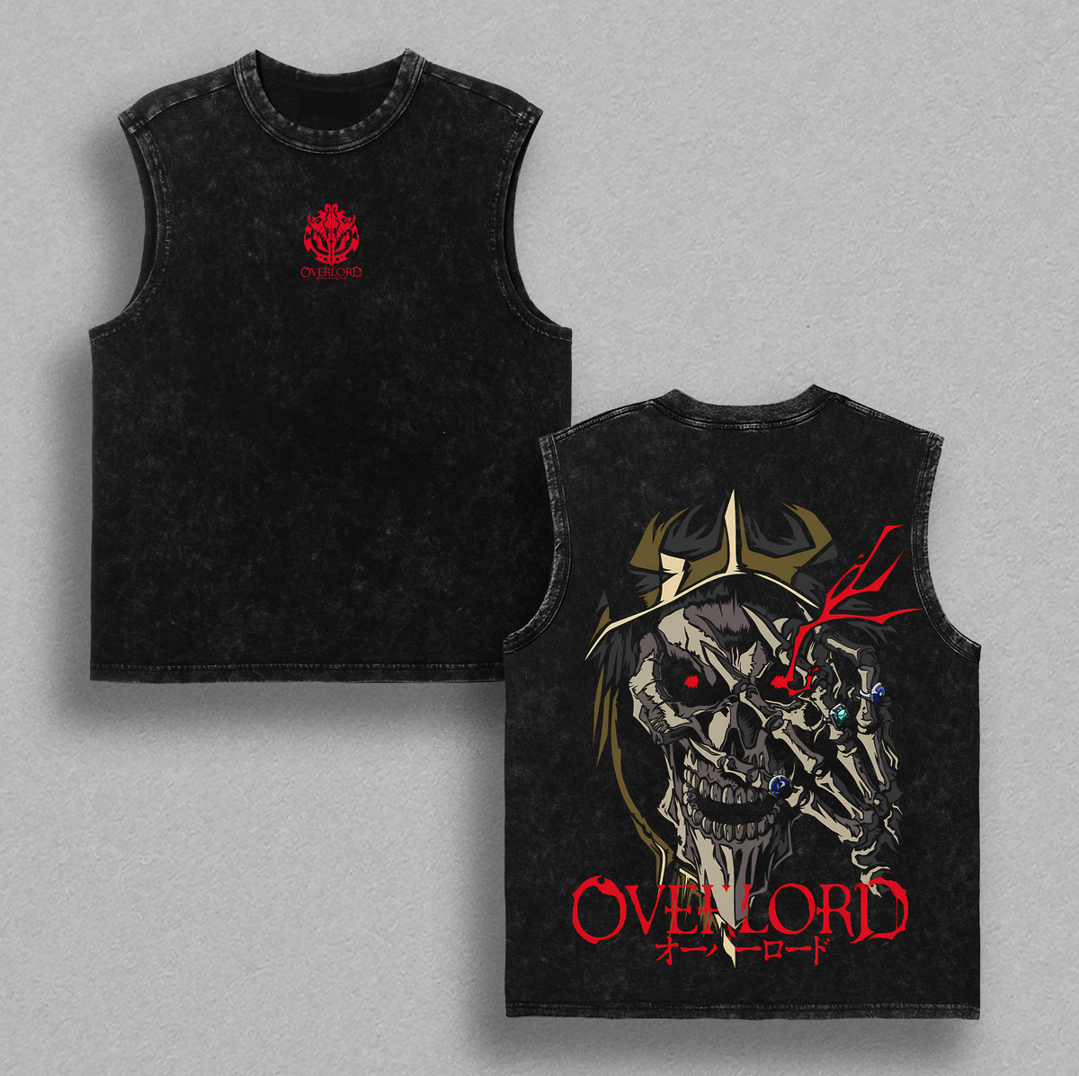 Ainz Ooal Gown - Overlord Anime Double Printed Vintage Washed Tee