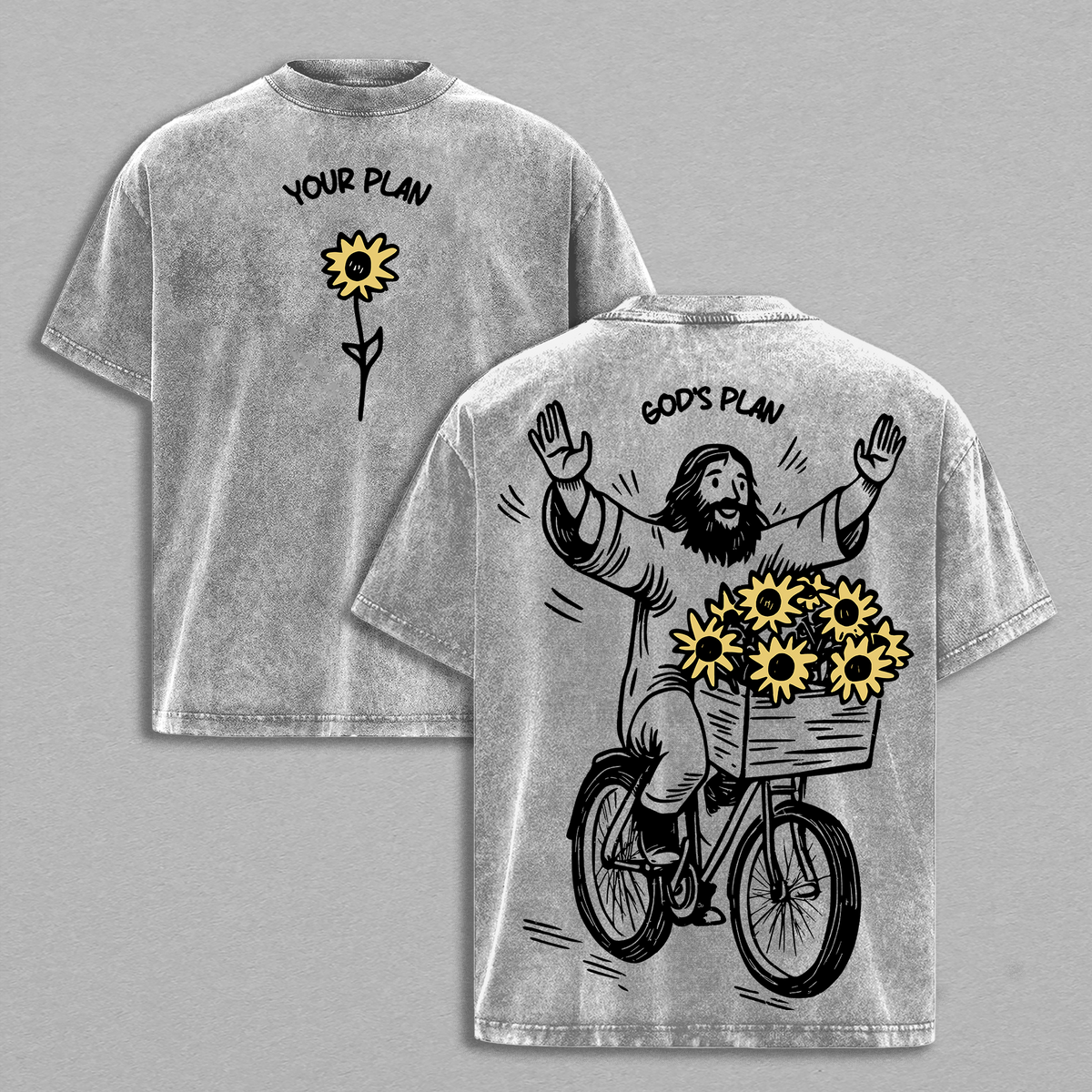 Your Plan God’s Plan Sunflower Jesus Christian Vintage Washed Tee