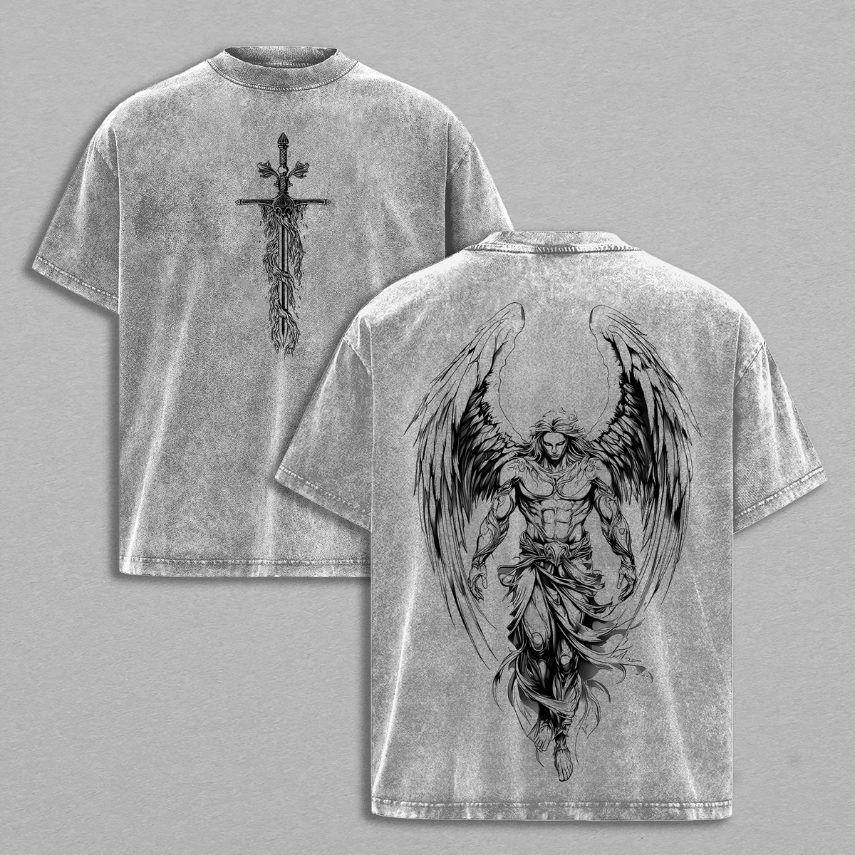 Saint Michael The Archangel x Flaming Sword Christian Washed Hoodie