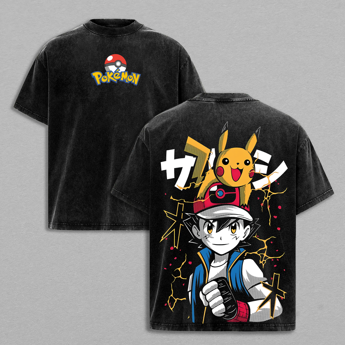 Monster Trainer Graphic Tee | Vintage Washed Oversized Shirt | Anime Adventure Inspired | Streetwear Drop