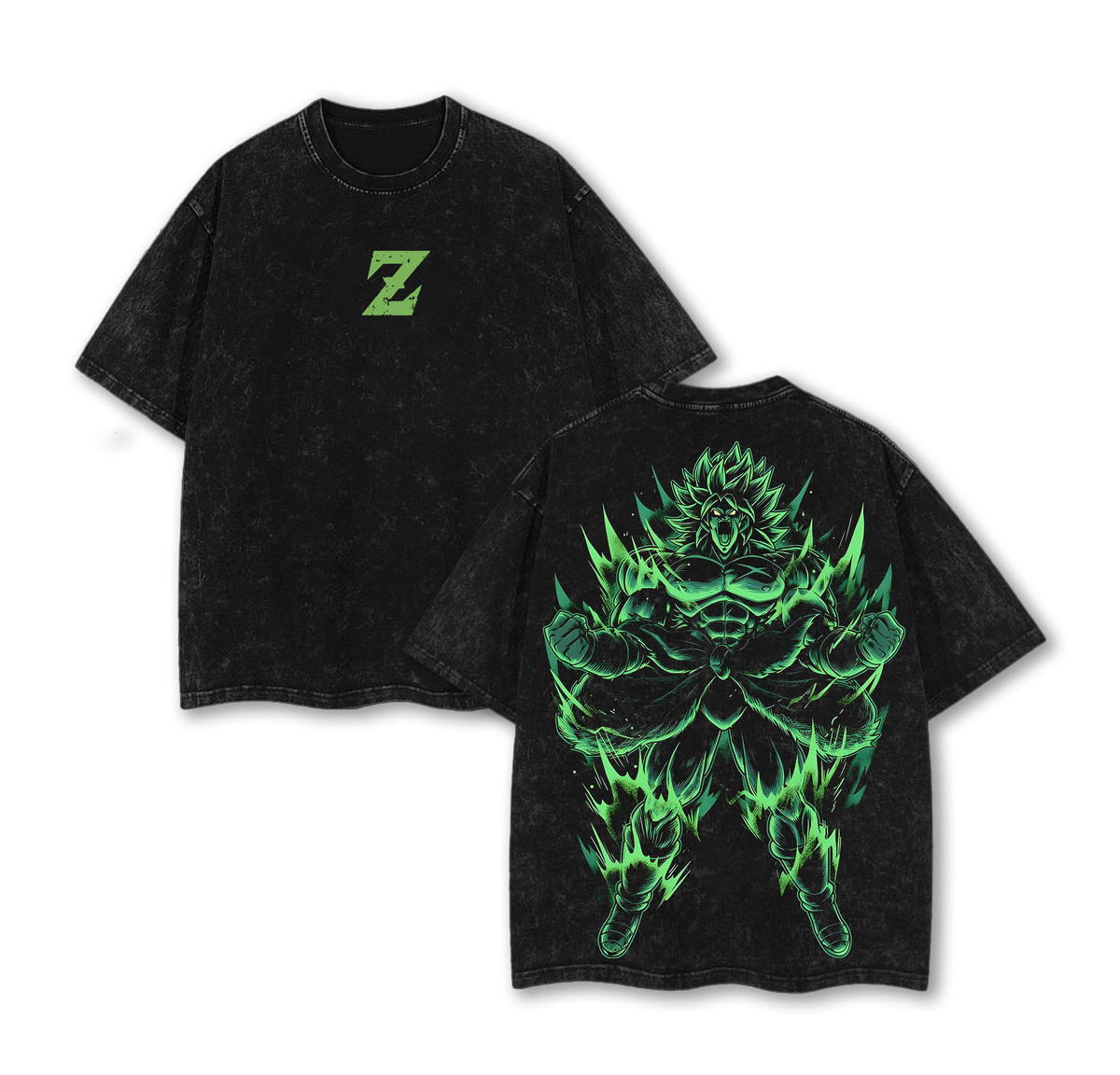 Broly Super Saiyan - Dragon Ball Anime Double Printed Oversized Washed Tee