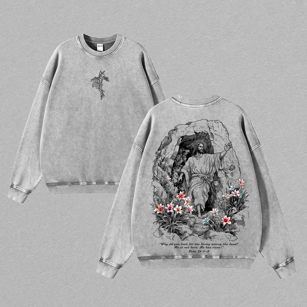 He Is Risen Easter Jesus Christian Vintage Washed Tee