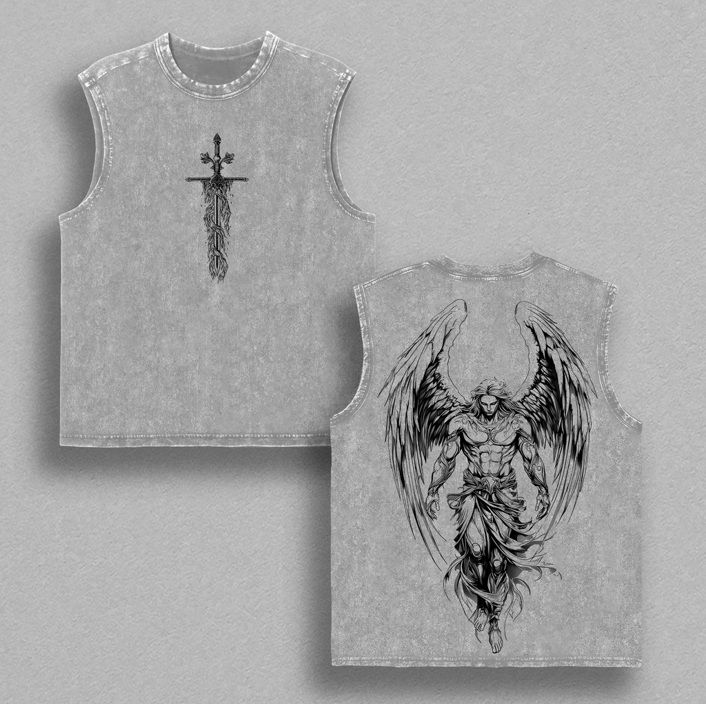 Saint Michael The Archangel x Flaming Sword Christian Washed Hoodie