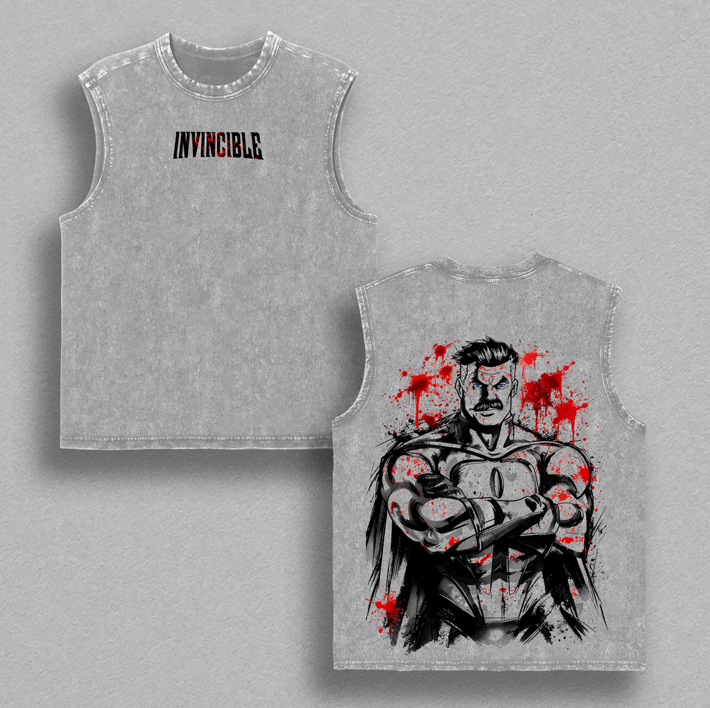 Omni-Man Invincible Viltrumite Warrior Vintage Washed Tee & Hoodie