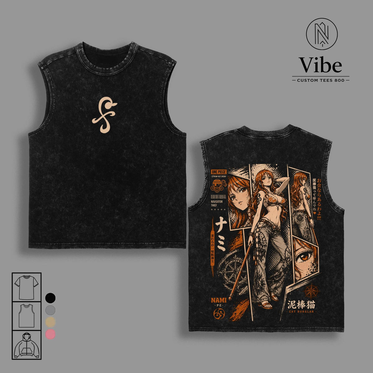Nami 1 Piece Anime Vintage Washed Tee