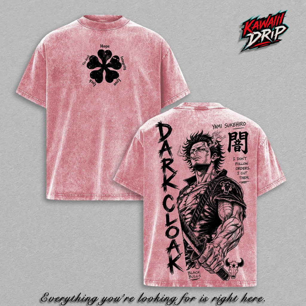 Yami Sukehiro Black Clover Dark Magic Captain Anime Vintage Washed Tee