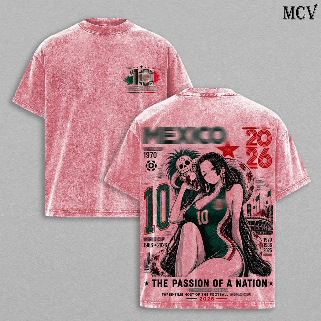 Boa Hancock OP Mexico Global Football 2026 Anime Vintage Washed Tee