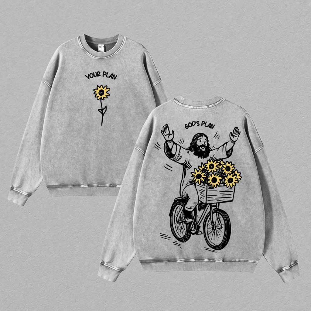 Your Plan God’s Plan Sunflower Jesus Christian Vintage Washed Tee