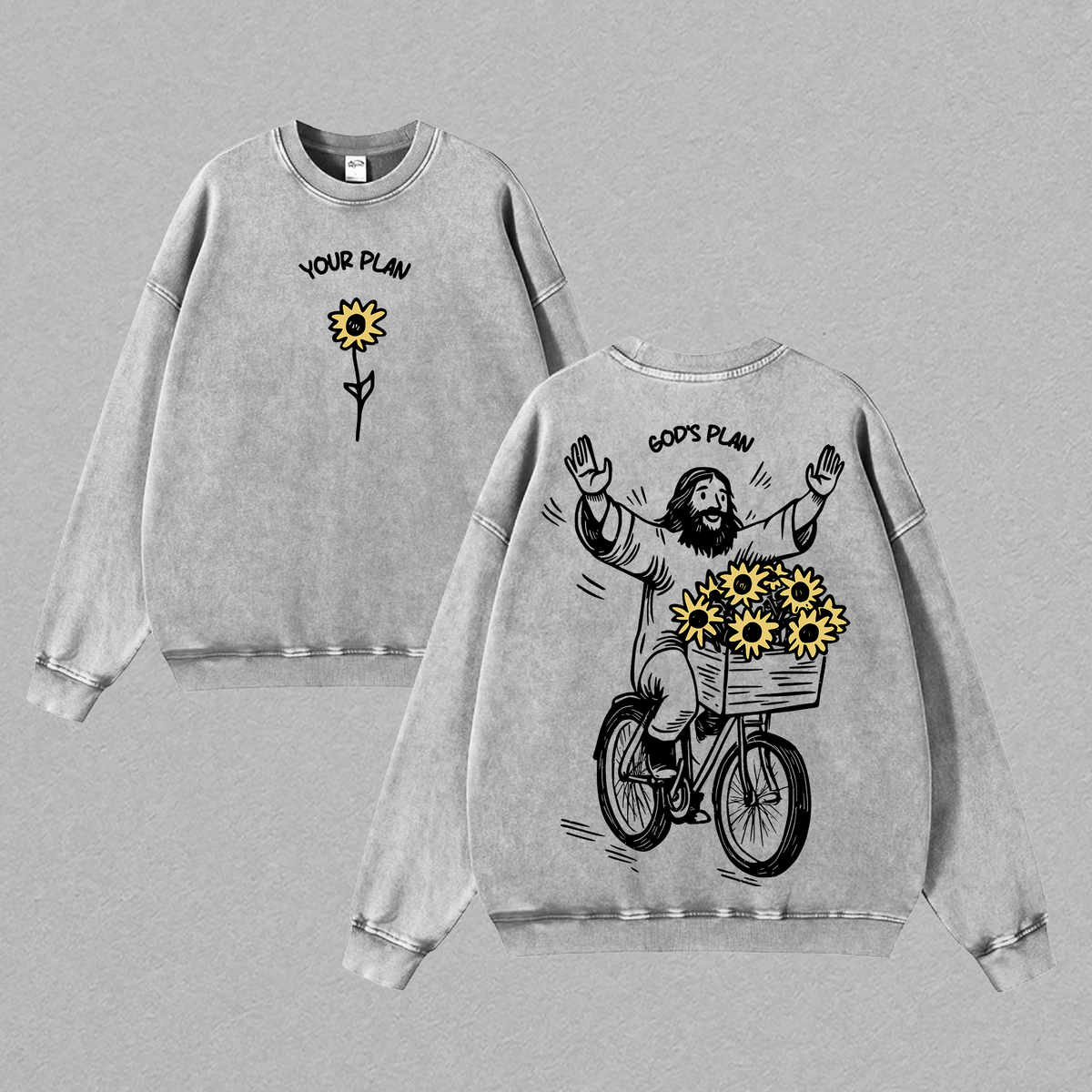 Your Plan God’s Plan Sunflower Jesus Christian Vintage Washed Tee