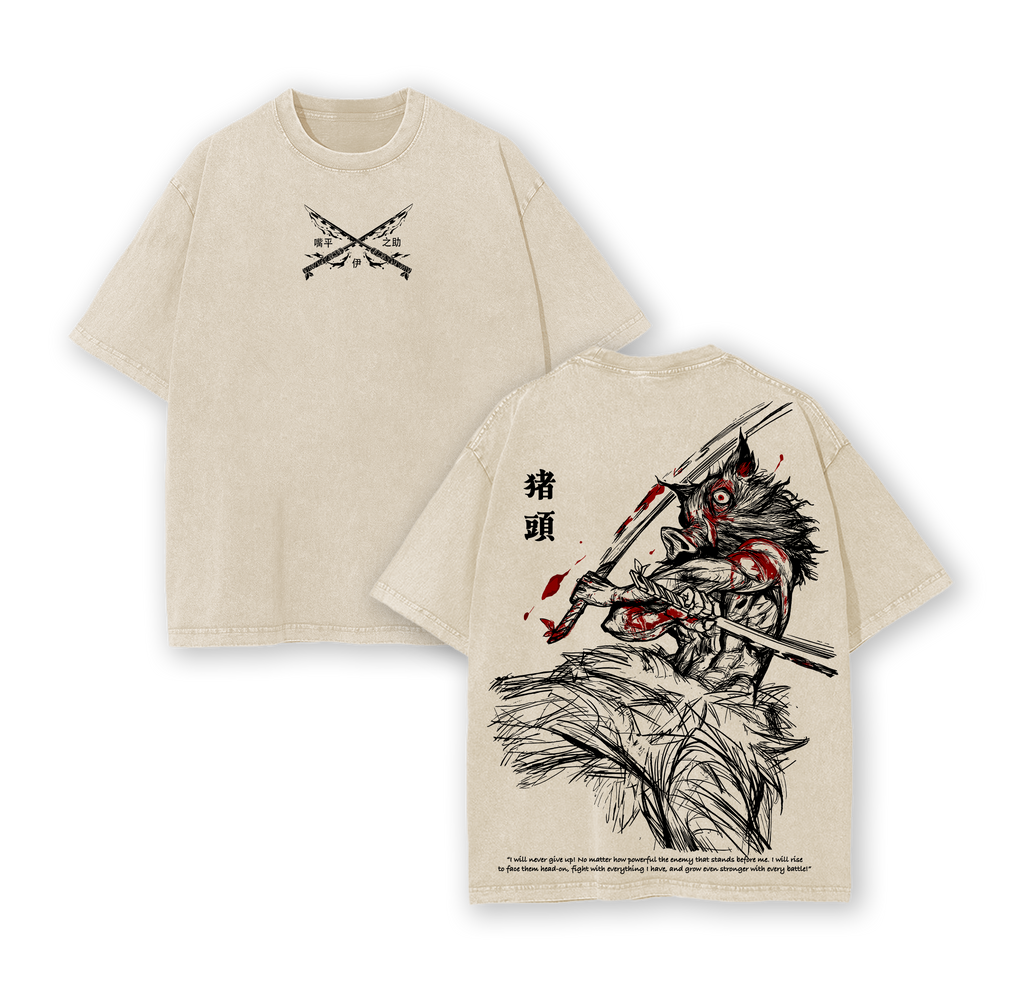 Inosuke Hashibira Demon Slayer Washed Tee, Vintage Oversize Anime Graphic Shirt, Retro 90s Manga Double Printed T-Shirt