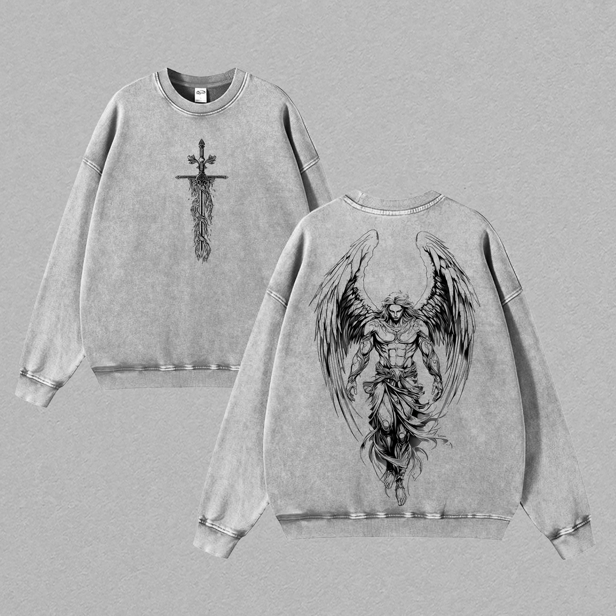 Saint Michael The Archangel x Flaming Sword Christian Washed Hoodie