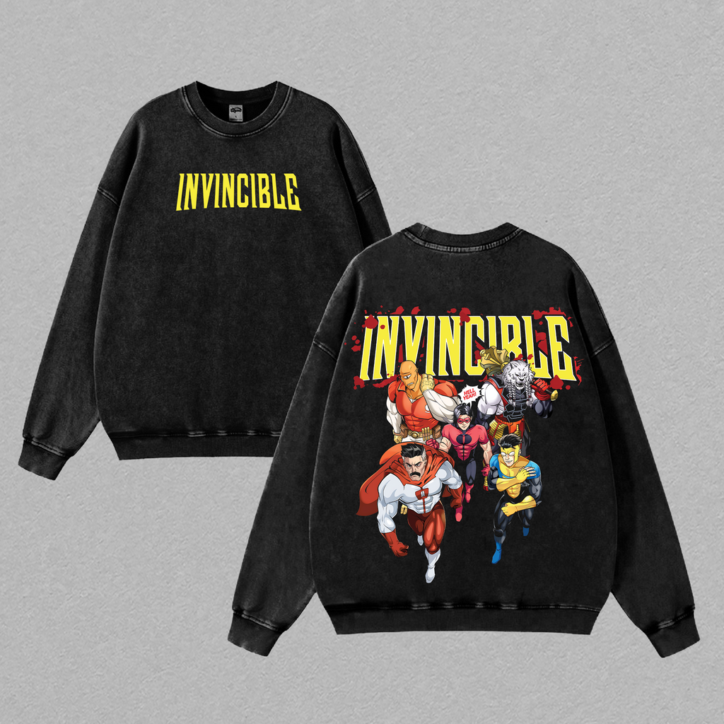Invincible Villains Sweater Vintage Graphic Comic Sweatshirt Streetwear Oversized Pullover Retro Superhero Shirt