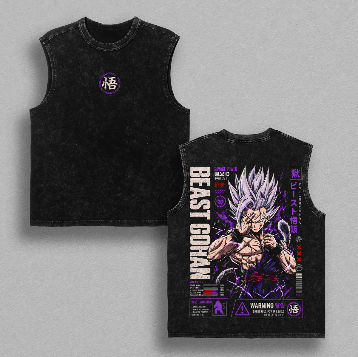 "Beast Gohan" Dragon Ball Super DBZ Vintage Washed T-Shirt Saiyan Warrior Anime Graphic Tee Savage Power Streetwear Oversized Shirt Gift for DBZ Fans