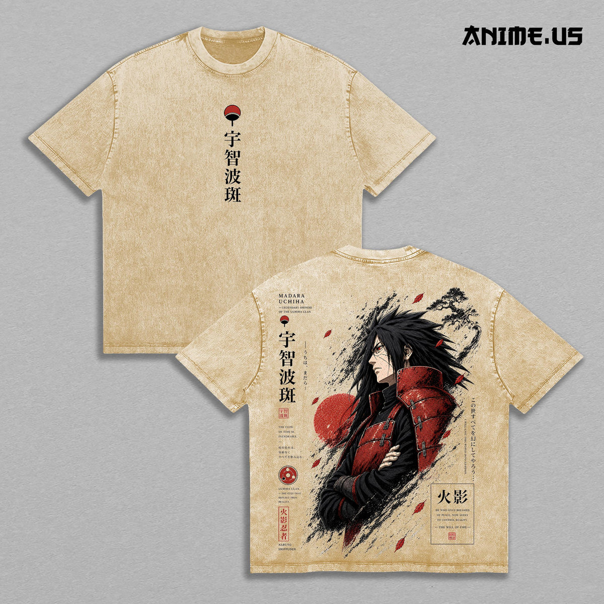 Madara Uchiha Naruto Legendary Shinobi Anime Vintage Washed Tee