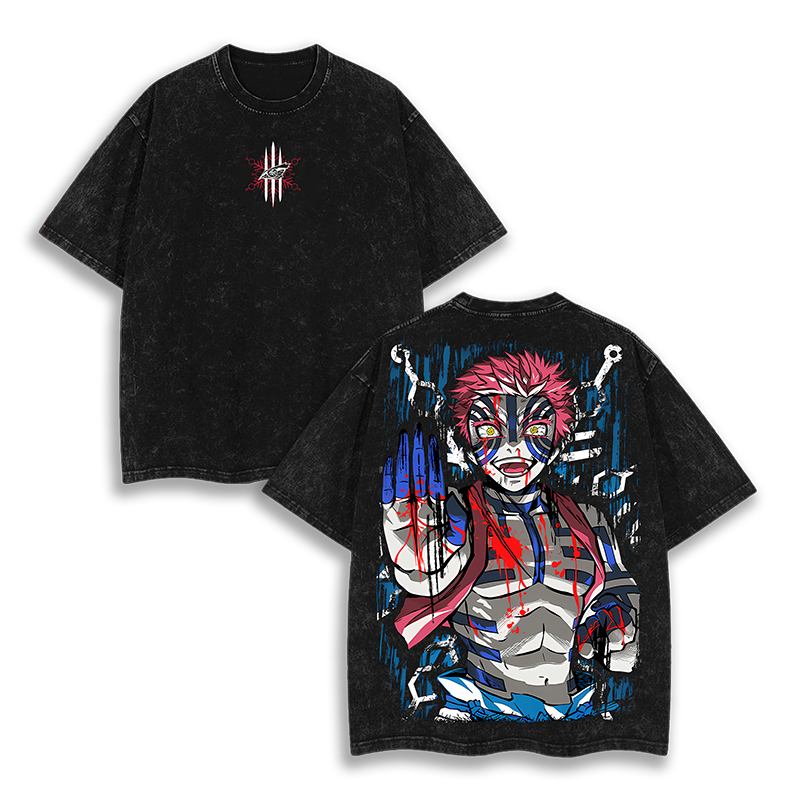 Akaza x Kimetsu no Yaiba Demon Slayer Washed T-Shirt