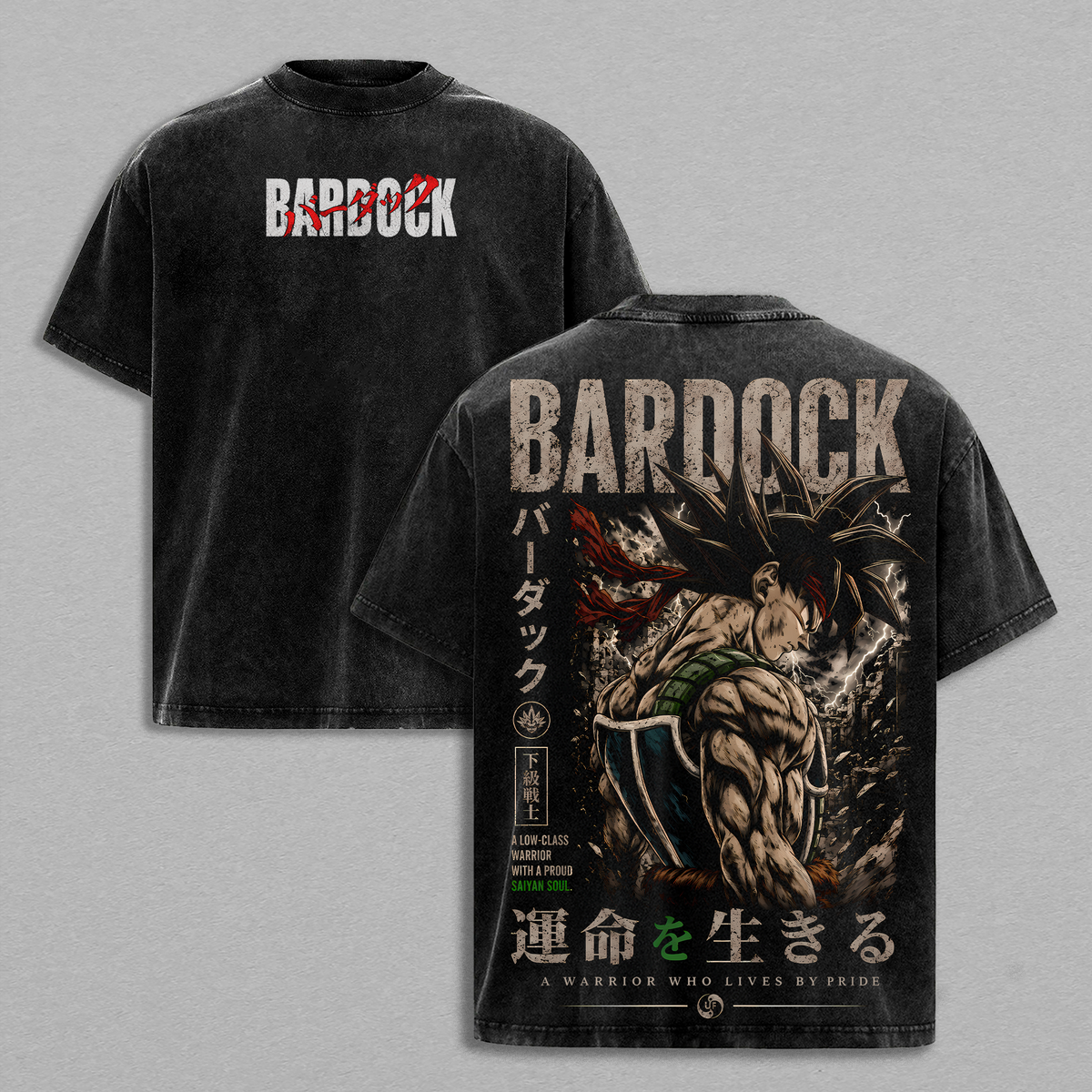 Bardock DBZ Vintage Acid Wash T-Shirt, Oversized Anime Graphic Tee, Saiyan Warrior Heavyweight Cotton Streetwear, Retro Anime Shirt