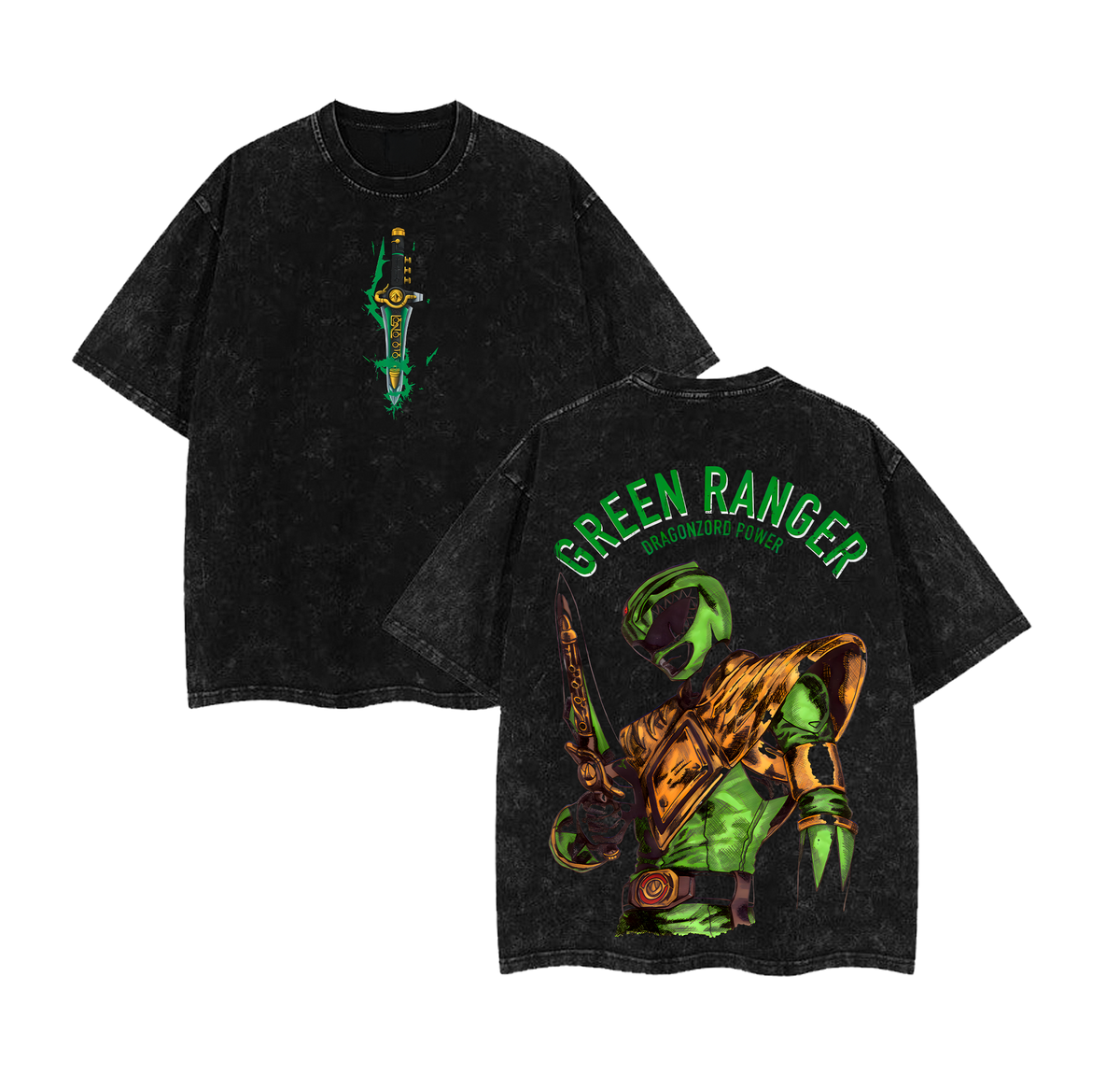 Green Ranger - Power Rangers Anime Washed T-Shirt