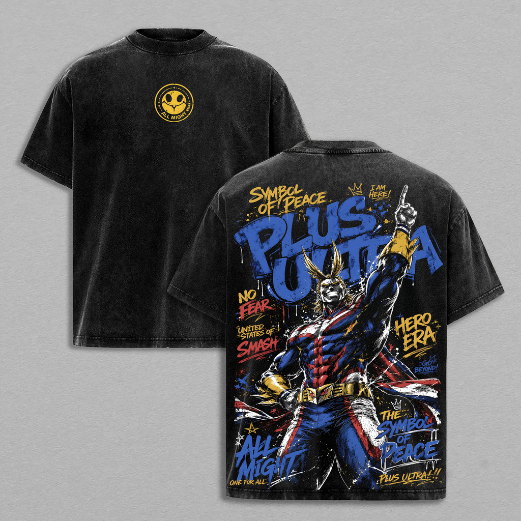 All Might My Hero Academia Symbol of Peace Anime Vintage Washed Tee