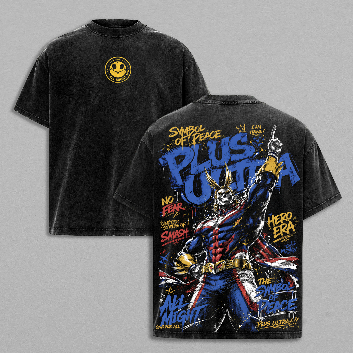 All Might My Hero Academia Symbol of Peace Anime Vintage Washed Tee
