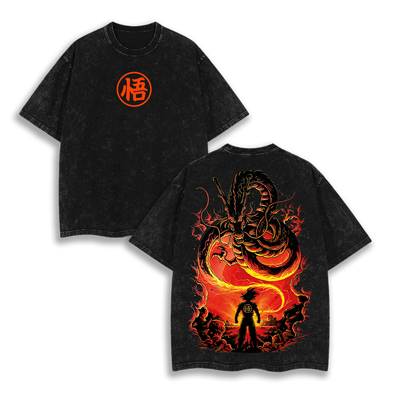 Goku Calling Dragon - Dragon Ball Z Washed T-Shirt