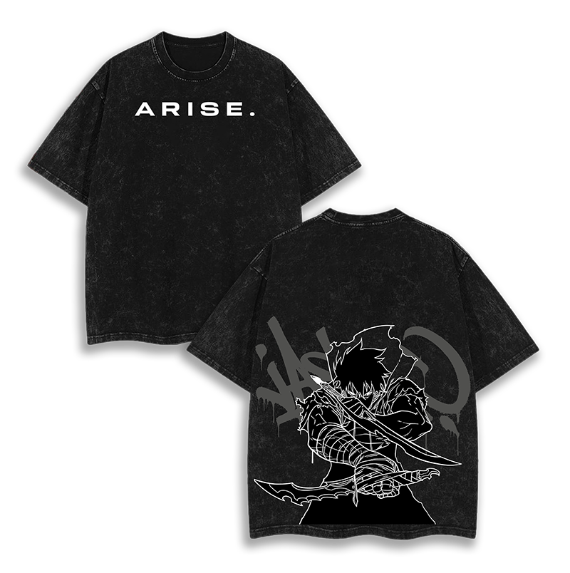 Arise_ Sung Jin Woo - Solo Leveling Anime Washed T-Shirt