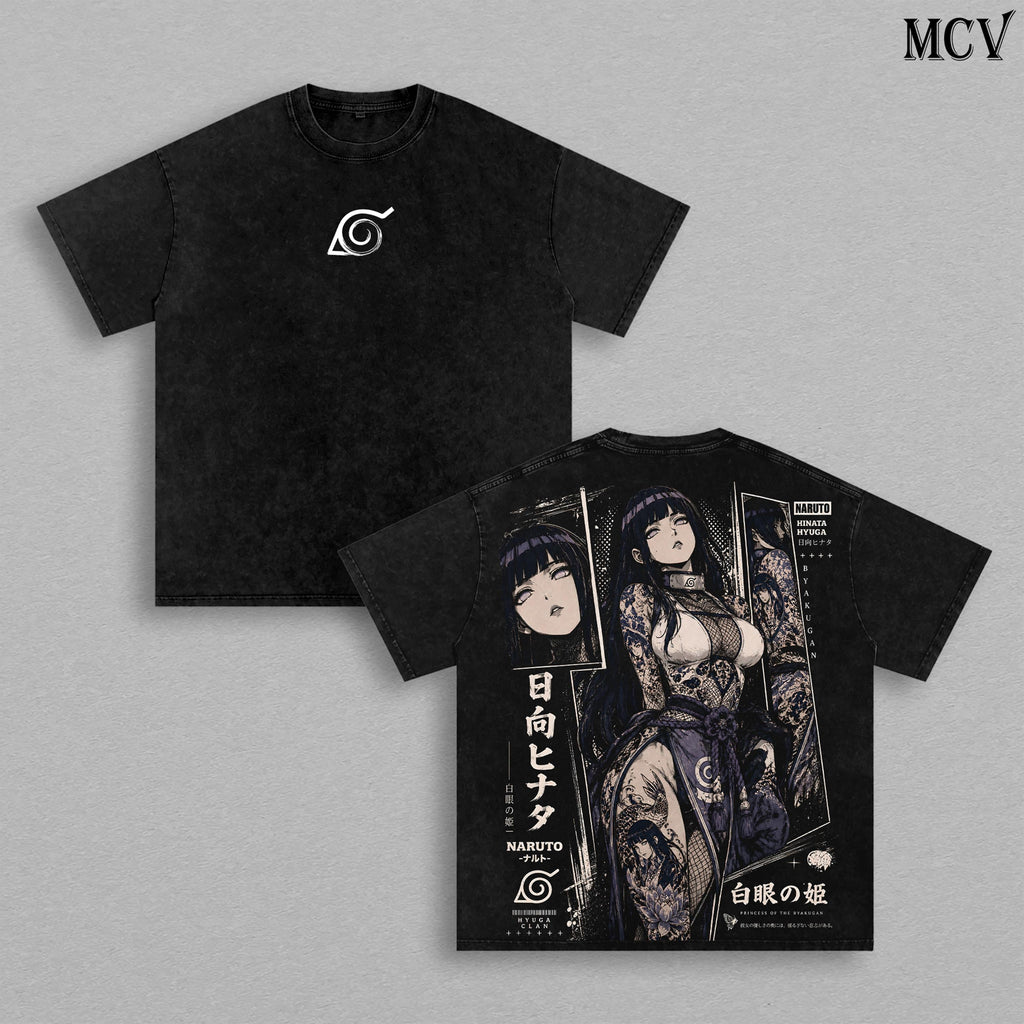 Hinata Hyuga Naruto Byakugan Princess Hyuga Clan Anime Vintage Washed Tee