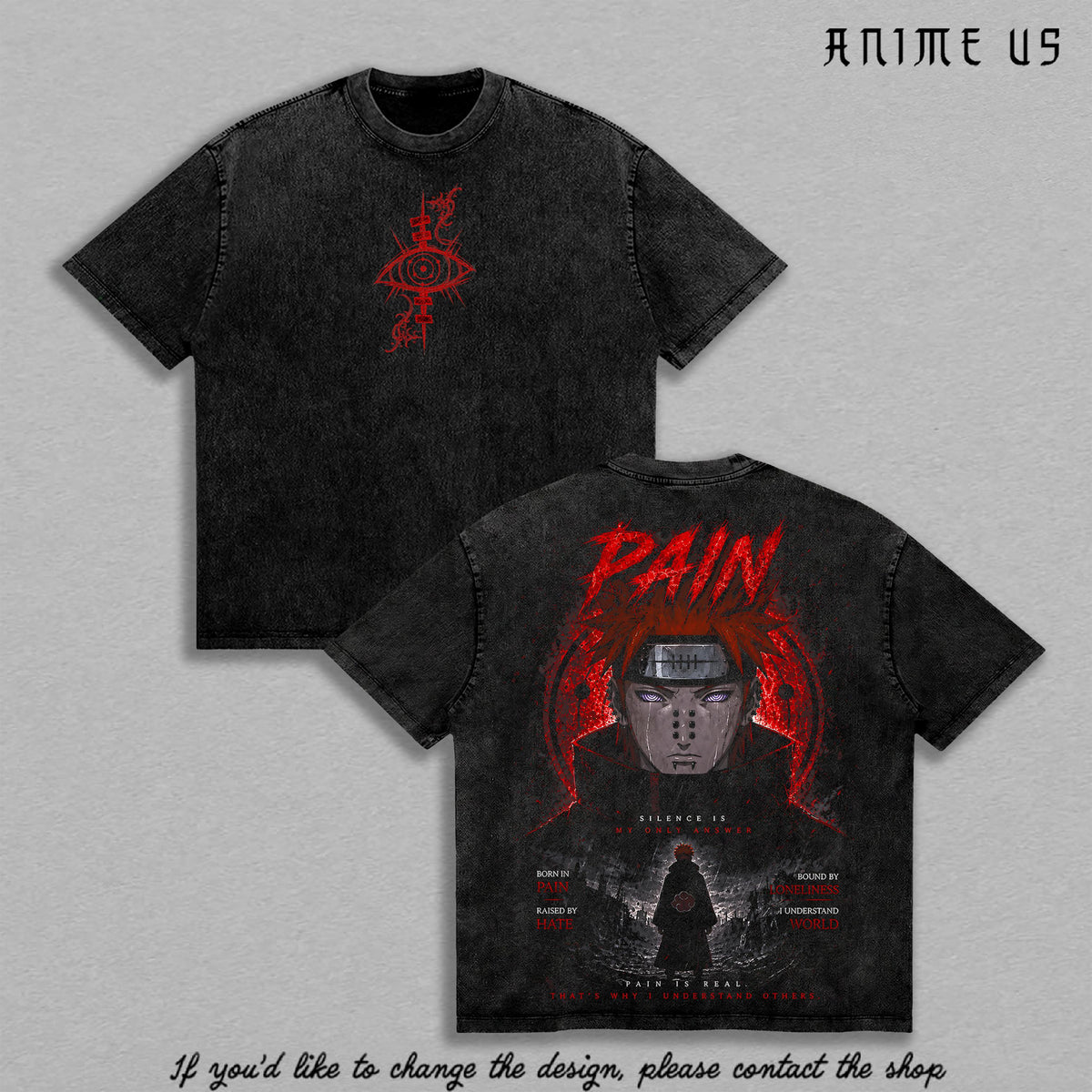 Pain Rinnegan Naruto Shippuden Akatsuki Anime Vintage Washed Tee