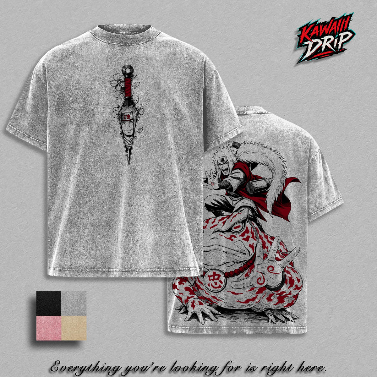 Jiraiya Naruto Sage Mode Anime Vintage Washed Tee
