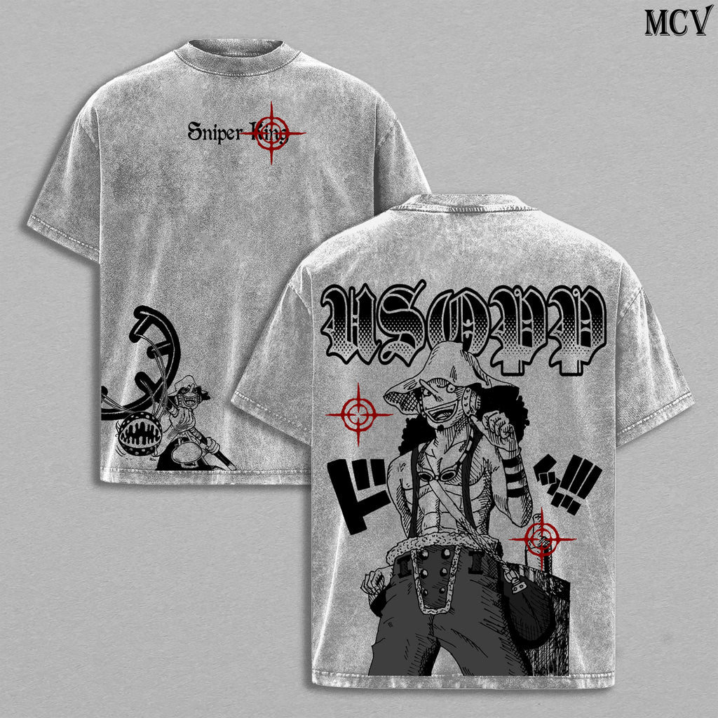 Usopp Sniper King One Piece Sogeking Anime Vintage Washed Tee