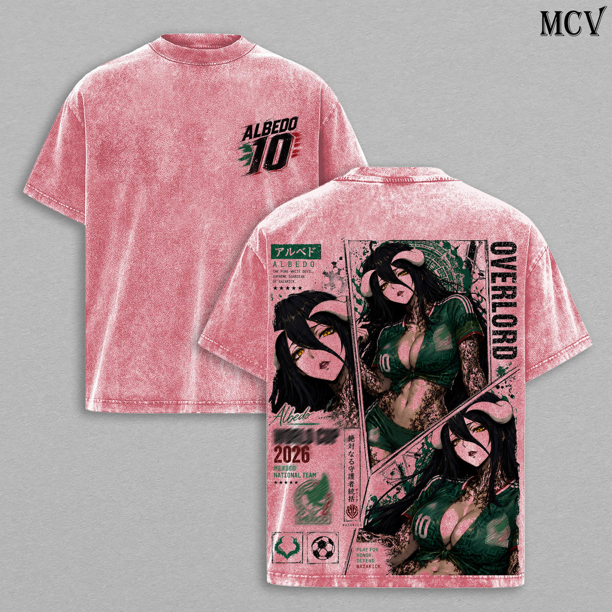 Albedo Overlord Mexico's World Football 2026 Anime Vintage Washed Tee