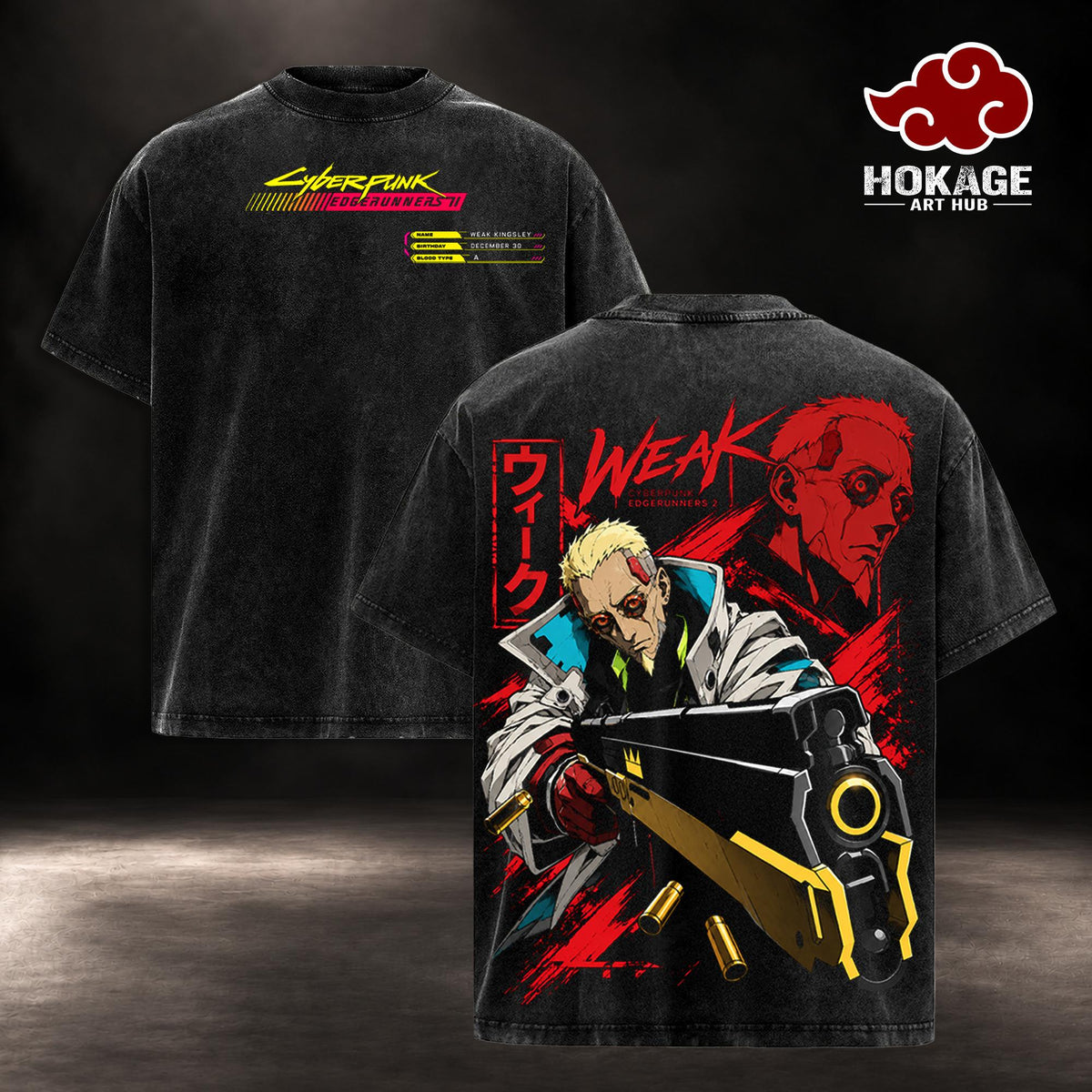 Weak Kingsley Cyberpunk Edgerunners 2 Anime Vintage Washed Hoodie