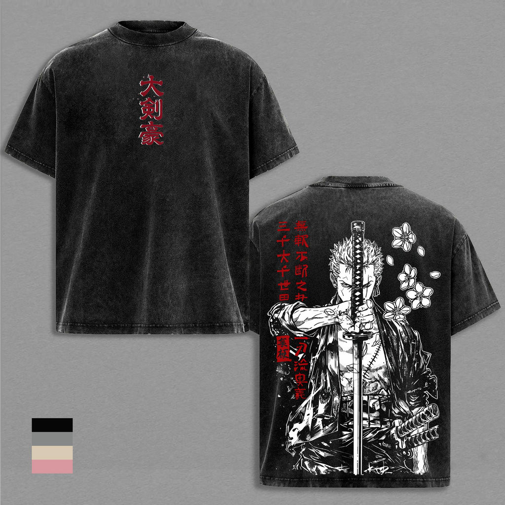 Zoro One Piece Roronoa Zoro Santoryu Anime Vintage Washed Tee