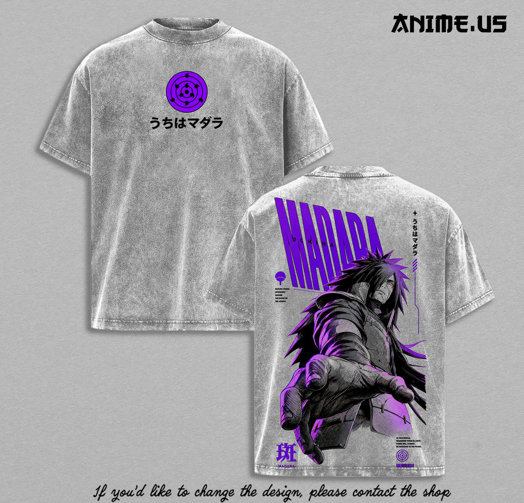 Madara Uchiha Master of the Rinnegan Naruto Anime Vintage Washed Oversized Graphic Tee Legendary Shinobi Streetwear Heavy Cotton Shirt