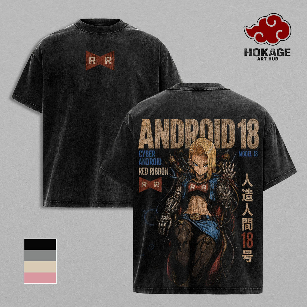 Future Android 18 Capsule Corp DBZ Anime Vintage Washed Tee