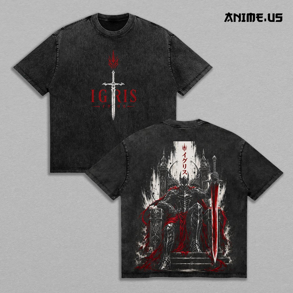 Igris Solo Leveling Shadow Knight Anime Vintage Washed Tee