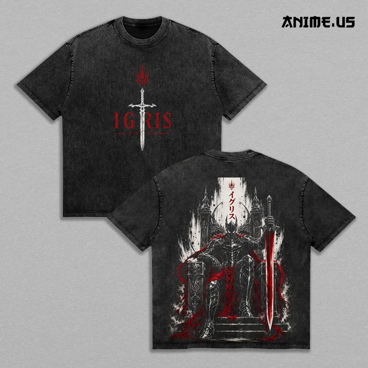 Igris Solo Leveling Shadow Knight Anime Vintage Washed Tee