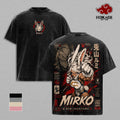 Mirko - My Hero Academia Double Printed Graphic Tee, Vintage Washed Streetwear for Men, Heavyweight Oversized Shirt, Acid Wash Y2K Anime Merch