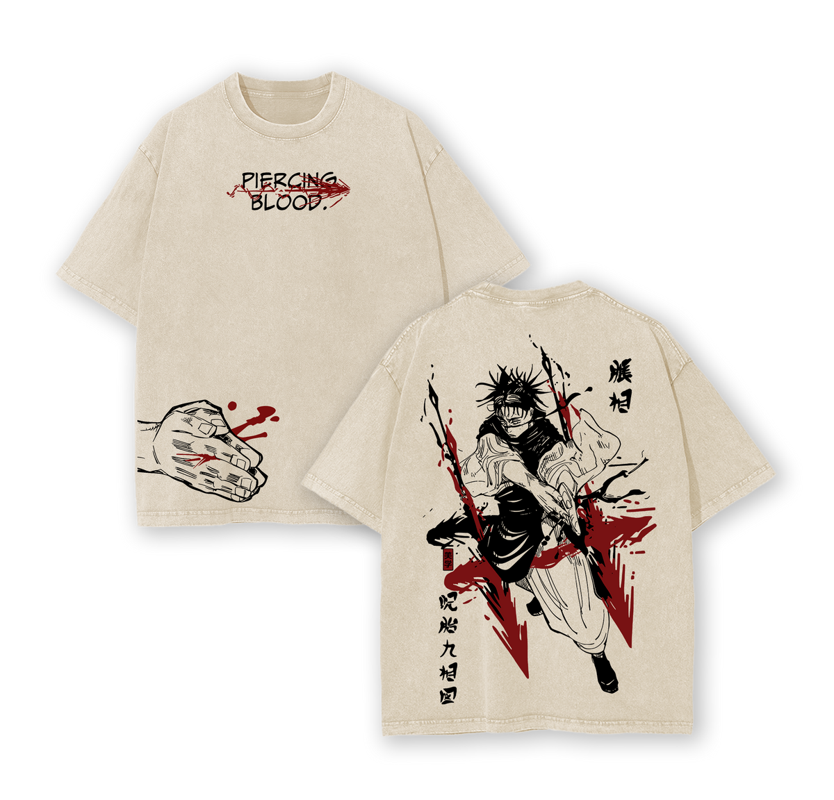 Choso Jujutsu Kaisen Tee Washed – Vintage Oversized Heavy Cotton Double Printed Anime Manga Graphic T-Shirt