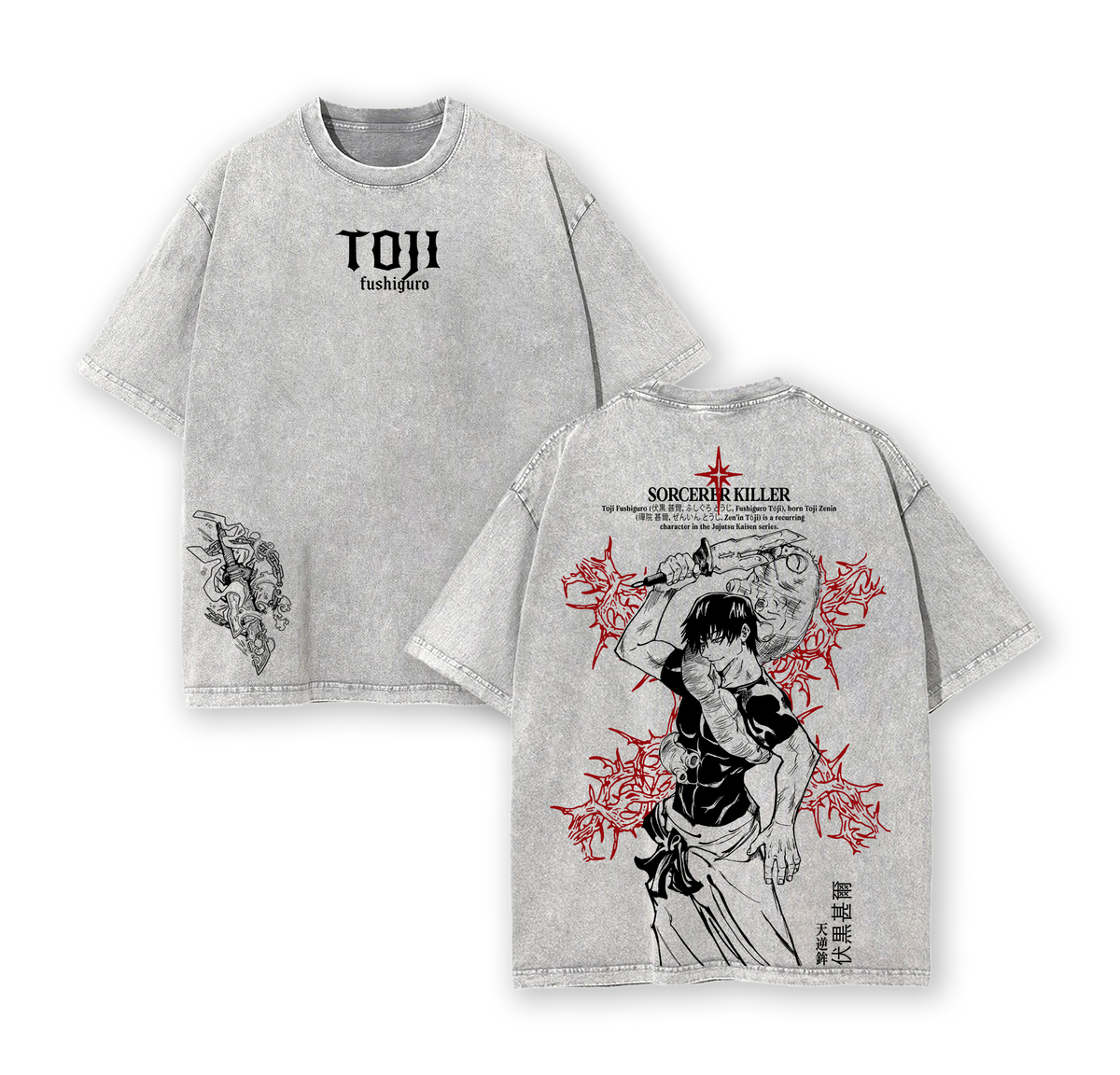 Toji Fushiguro Jujutsu Kaisen Shibuya Incident Anime Vintage Washed Tee