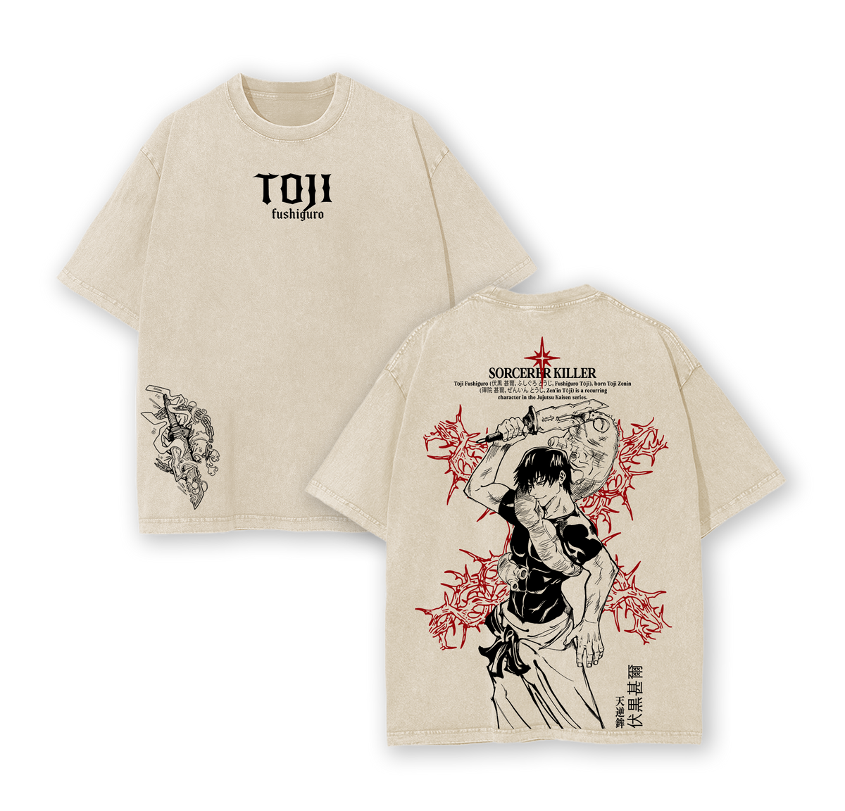 Toji Fushiguro Jujutsu Kaisen Shibuya Incident Anime Vintage Washed Tee
