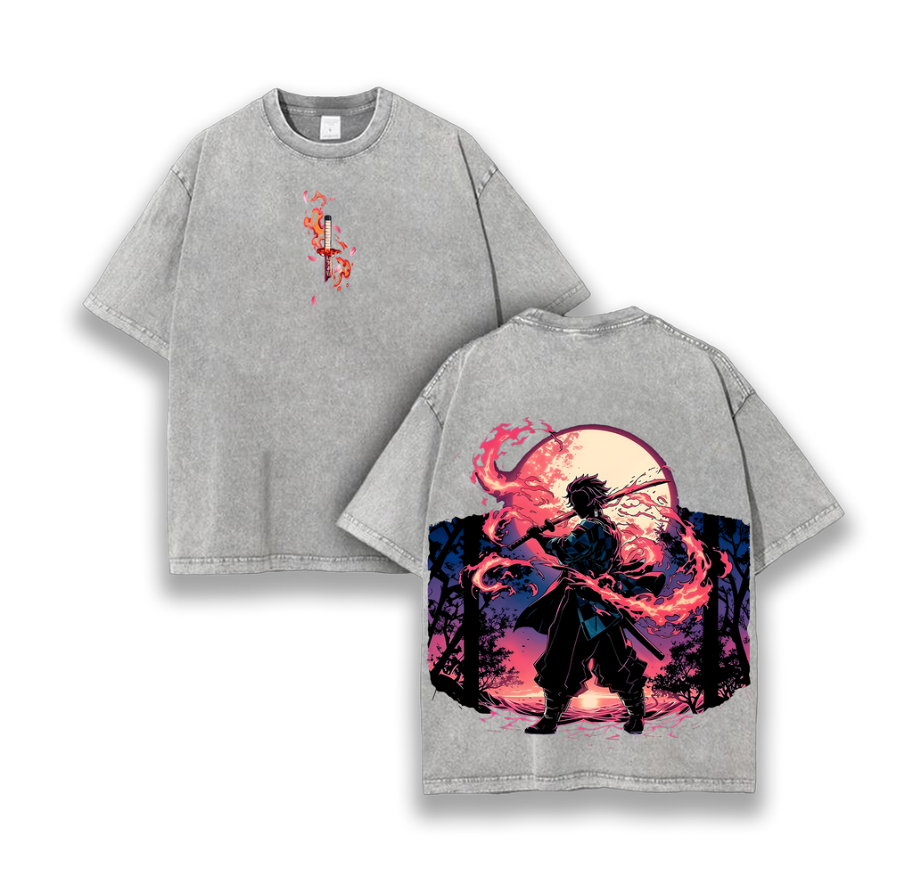 Tanjiro Demon Slayer Anime Washed T-Shirt