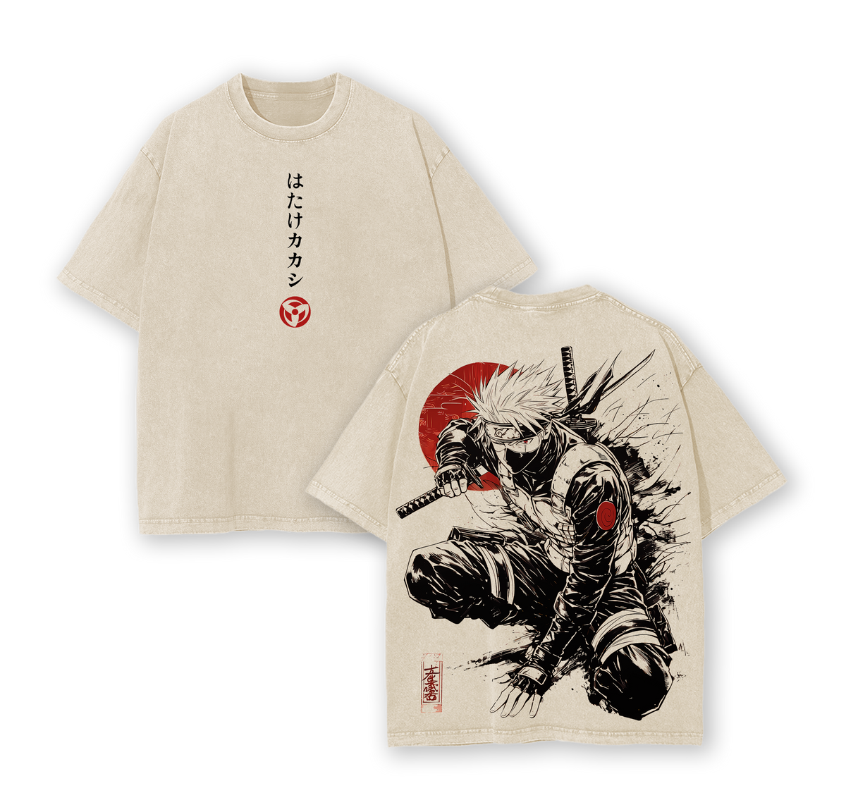 Kakashi Hatake T-Shirt, Naruto Anime Vintage Washed Tee