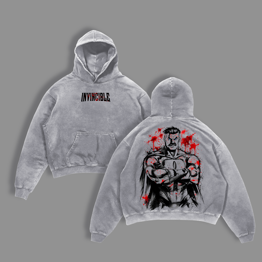 Omni-Man Invincible Viltrumite Warrior Vintage Washed Tee & Hoodie